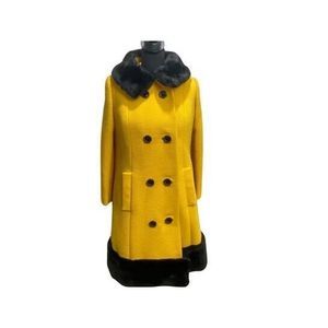 **SOLD** Yellow Vintage 2 piece Wool Coat & dress set  - Size 6